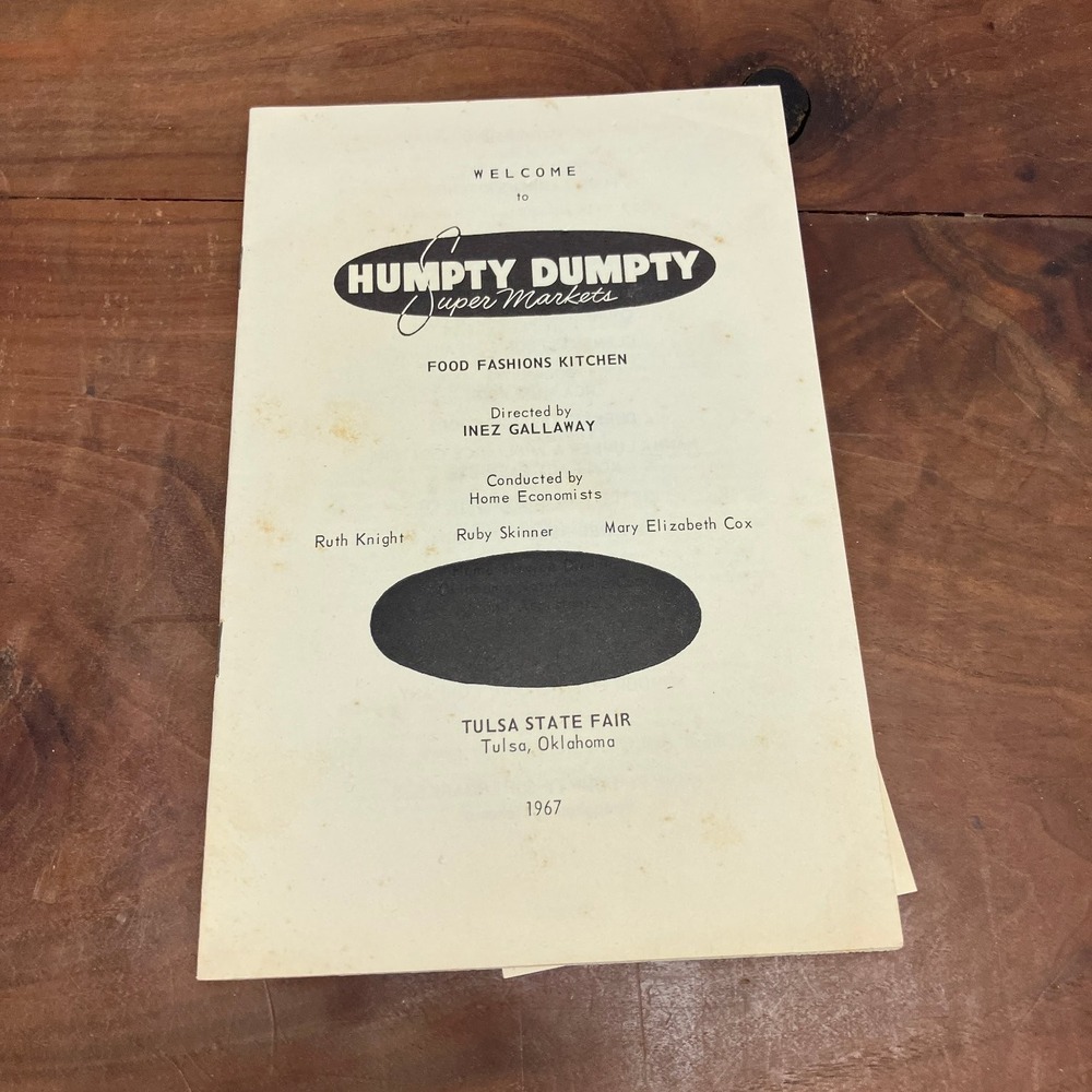 Humpty Dumpty Super Markets Food Fashions Kitchen Cookbook 1967 Tulsa Fair